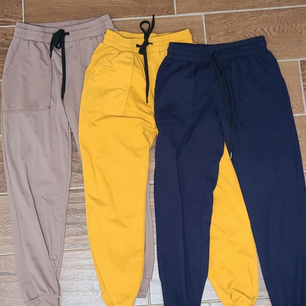 Set of three Jogger Pants in Gold, Rose and Navy